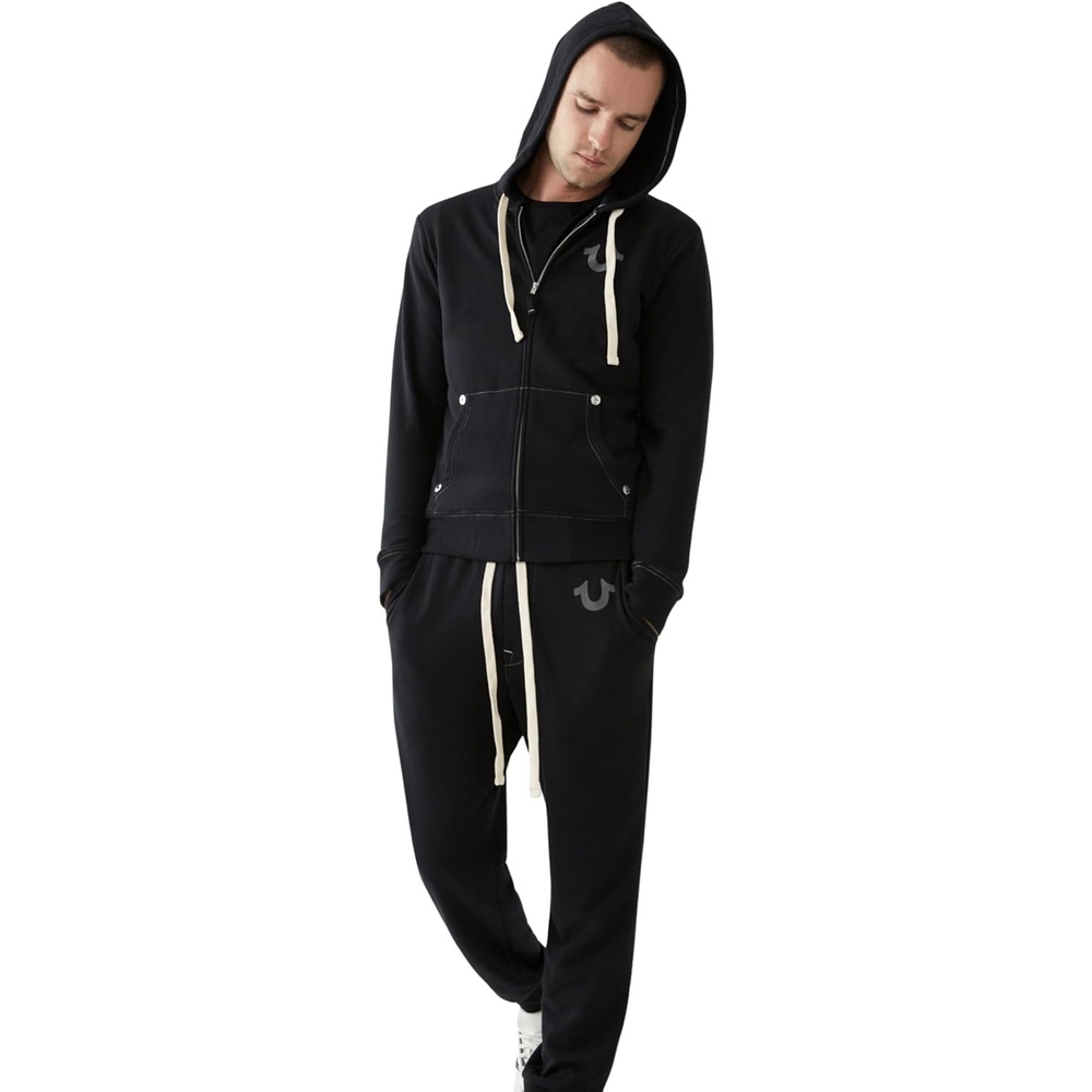 image:imageTrue Religion Mens Classic Logo Jogger Sweatpants  Soft Mens Joggers with Pockets Comfortable Sweat PantsBlack