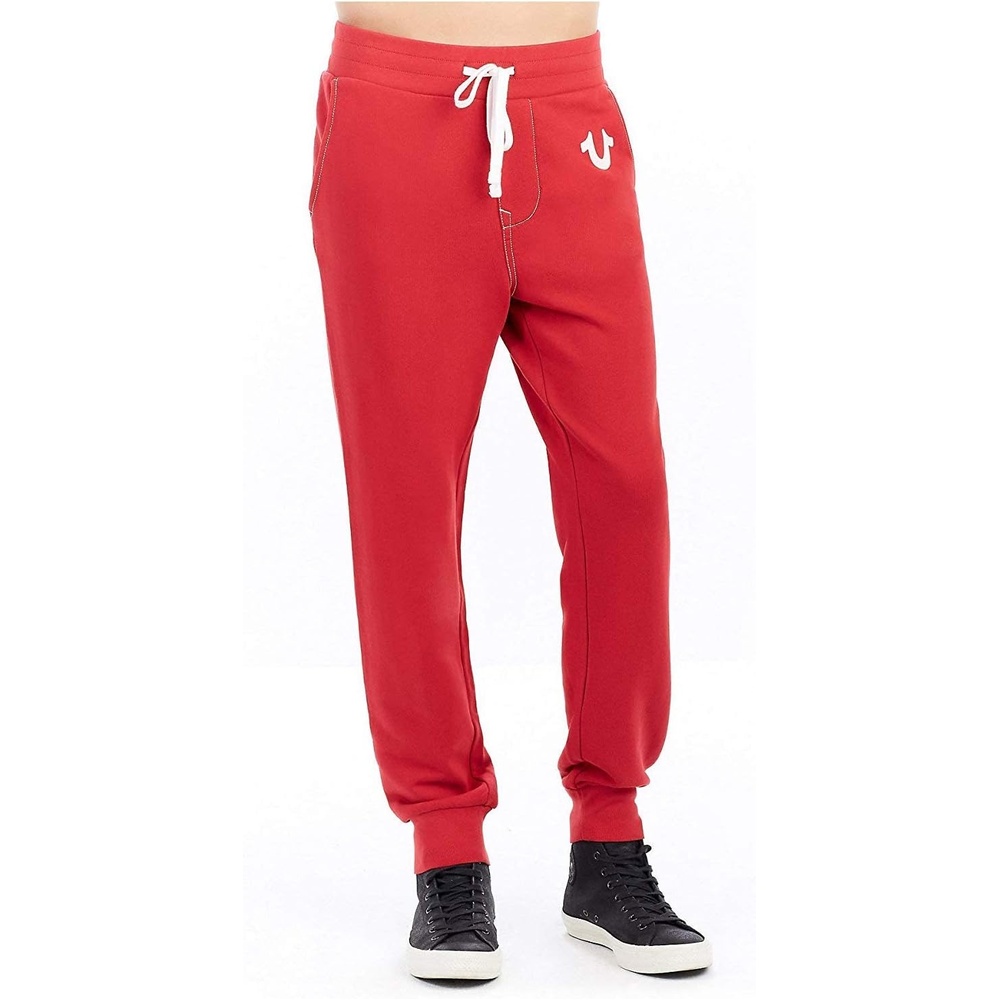 image:imageTrue Religion Mens Classic Logo Jogger Sweatpants  Soft Mens Joggers with Pockets Comfortable Sweat PantsRuby Red