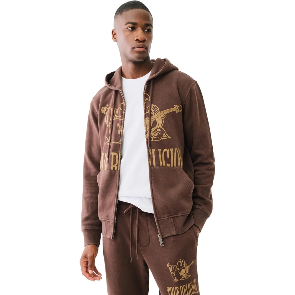 image:imageTrue Religion Mens Crackle Zip Up HoodieJava