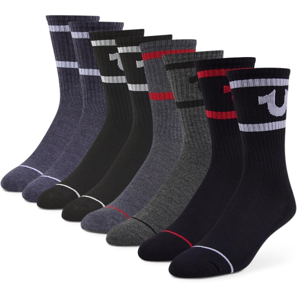 image:imageTrue Religion Mens Crew Socks 8 Pairs Premium Athletic Mens Socks 8128 Pairs Assorted