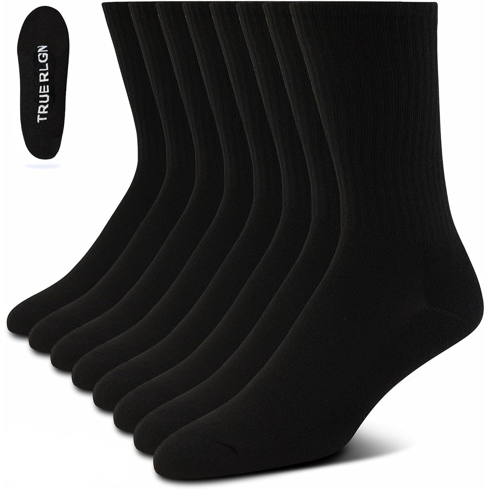 image:imageTrue Religion Mens Crew Socks 8 Pairs Premium Athletic Mens Socks 8128 Pairs Black