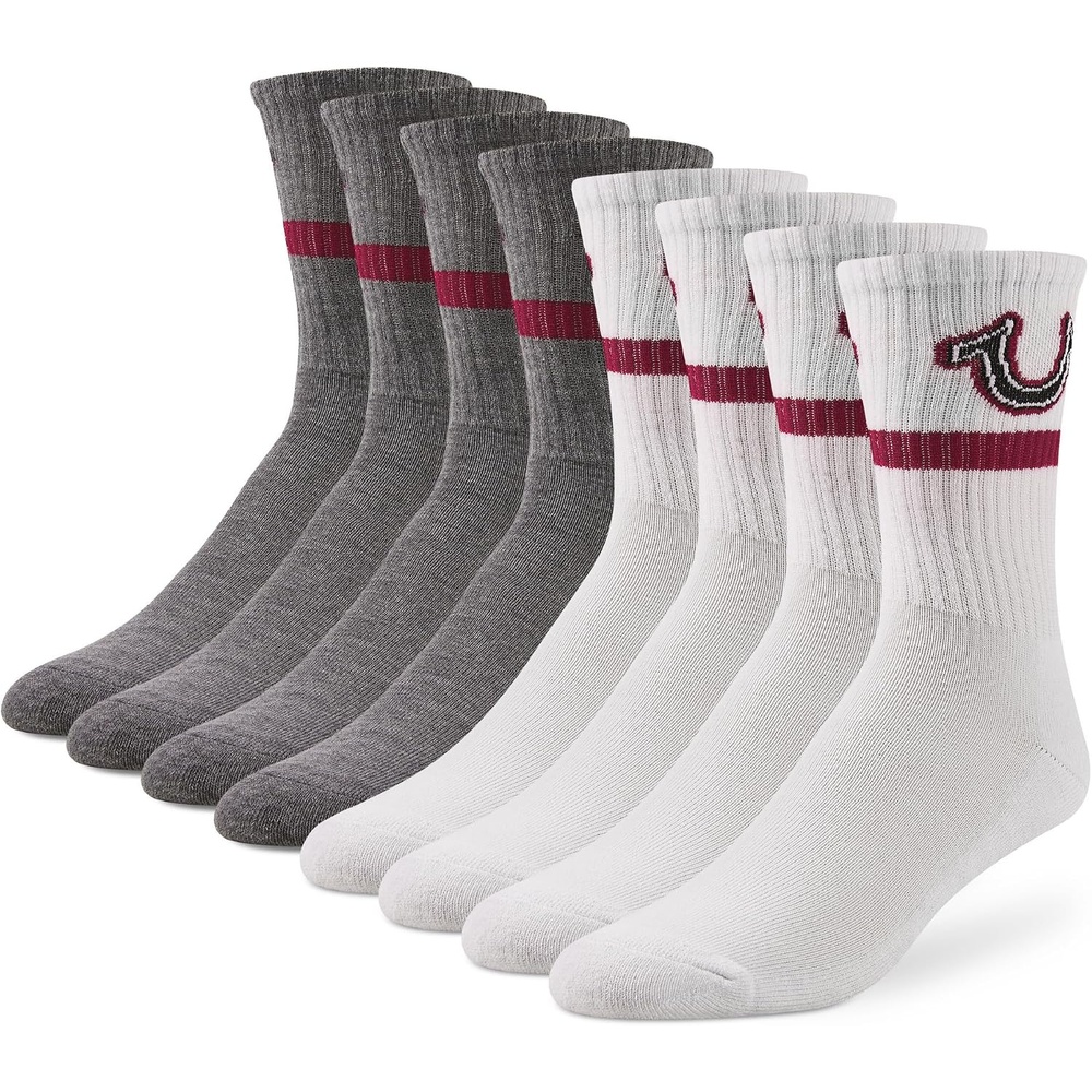 image:imageTrue Religion Mens Crew Socks 8 Pairs Premium Athletic Mens Socks 812WhiteGrey