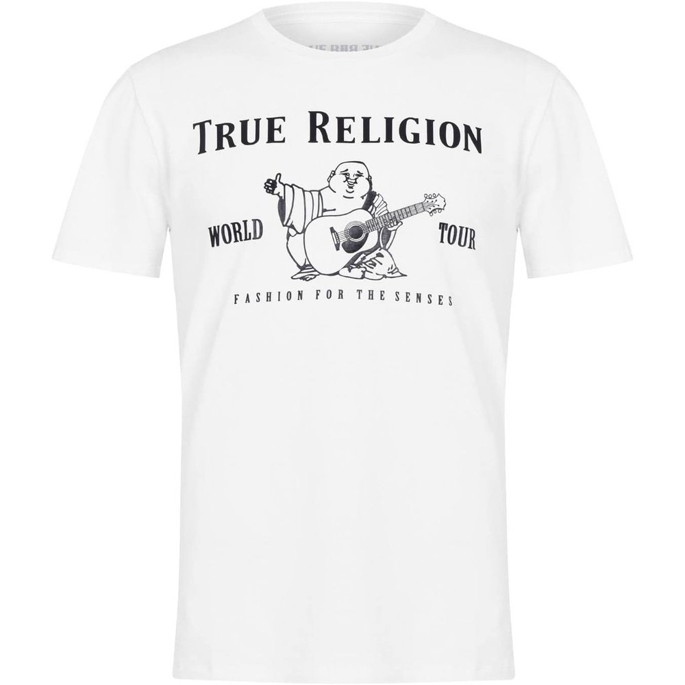 image:imageTrue Religion Mens Graphic TShirt  Short Sleeve Metallic Buddha Tee Mens T ShirtOptic White