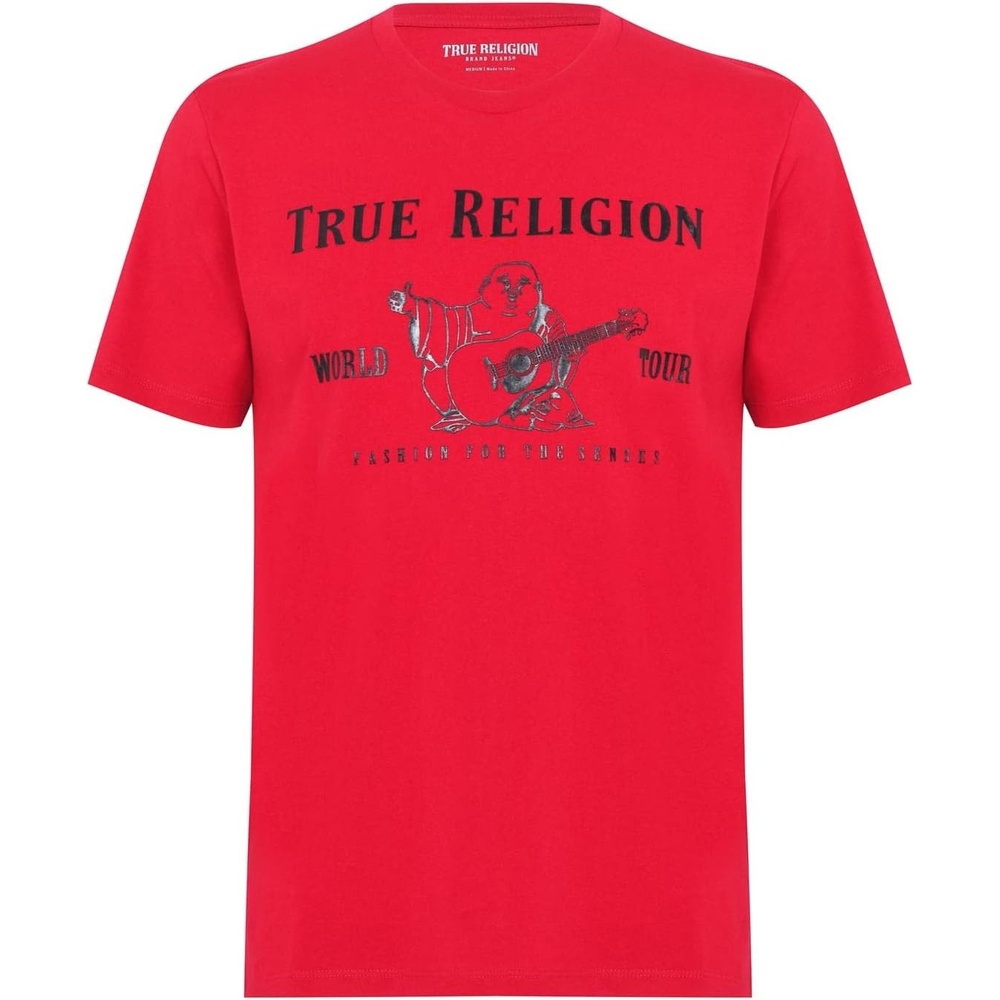 image:imageTrue Religion Mens Graphic TShirt  Short Sleeve Metallic Buddha Tee Mens T ShirtTrue Red