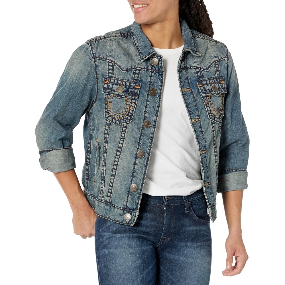 image:imageTrue Religion Mens Jimmy Jacket Discharge Bandana BlackMiner Medium Wash