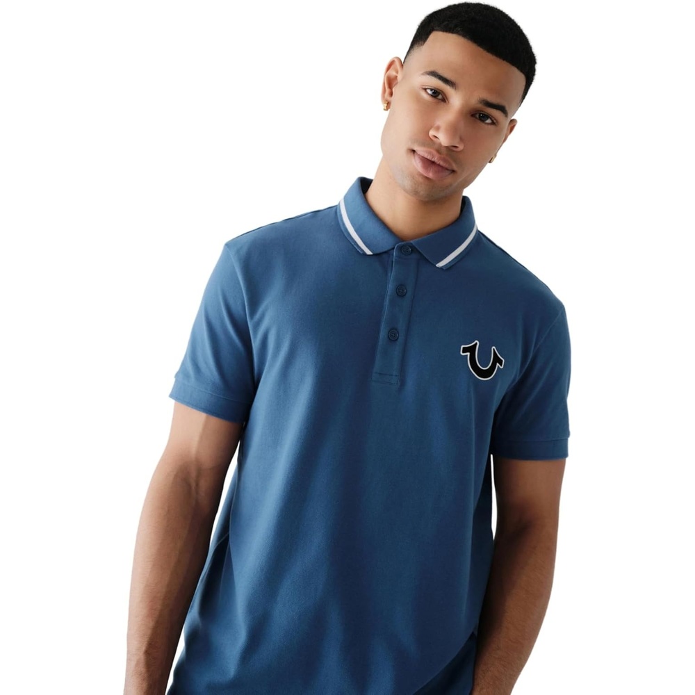 image:imageTrue Religion Mens Logo Polo Shirt  Polo Shirts for Men  Mens Polo Shirts Short SleeveMatte Navy