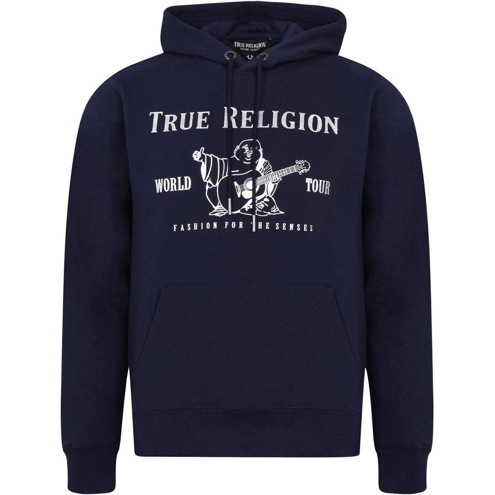 image:imageTrue Religion Mens Metallic Buddha Logo Hoodie  Graphic Hoodies for Men  Pullover Sweatshirt  Streetwear HoodieNavy