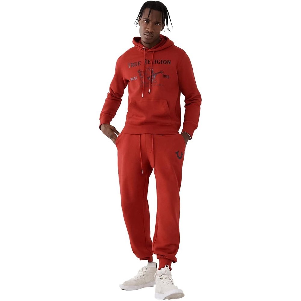 image:imageTrue Religion Mens Metallic Buddha Logo Hoodie  Graphic Hoodies for Men  Pullover Sweatshirt  Streetwear HoodieRuby Red