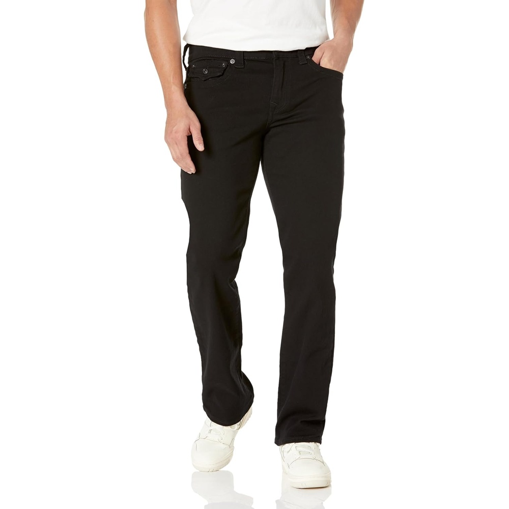 image:imageTrue Religion Mens Ricky Straight Leg Jeans with Back Flap Pockets  Mens Jeans2sb Body Rinse Black