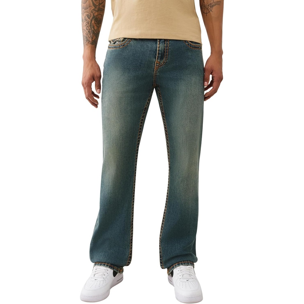 image:imageTrue Religion Mens Ricky Super T Flap Straight Jeans  Straight Fit Flap Pocket Detail Cotton BlendSepia Dawn Medium Wash