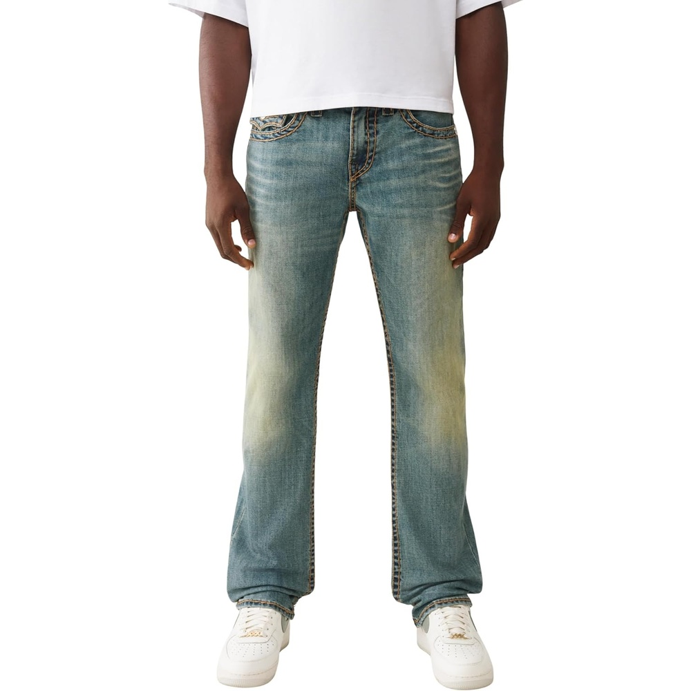 image:imageTrue Religion Mens Ricky Super T Flap Straight Jeans  Straight Fit Flap Pocket Detail Cotton BlendSteel Drift Medium Wash