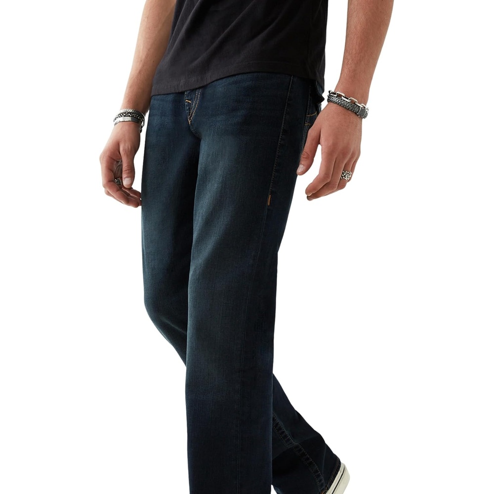 image:imageTrue Religion Mens Ricky Super T Straight Leg Denim Jeans for Men  Dark Wash with Signature Horseshoe StitchingGgjd Last Call