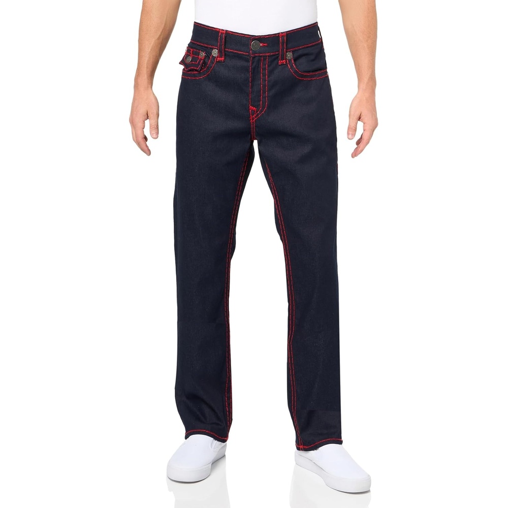 image:imageTrue Religion Mens Ricky Super T Straight Leg Denim Jeans for Men  Dark Wash with Signature Horseshoe StitchingRigel Dark Wash