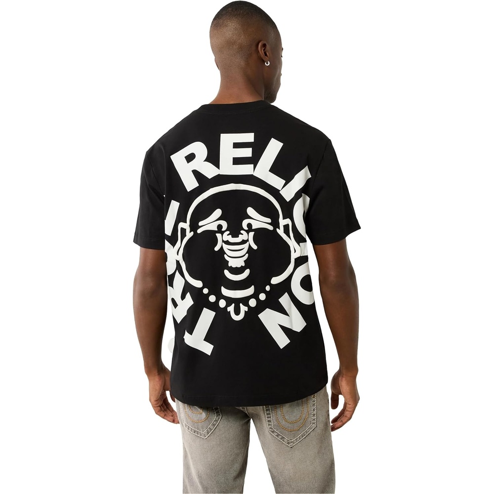 image:imageTrue Religion Mens Short Sleeve Buddha Face Tee  Mens TShirts  Graphic Tees for MenJet Black