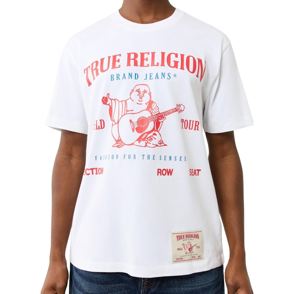 image:imageTrue Religion Mens Short Sleeve SRS Graphic Tee  Casual Crew Neck TShirtOptic White
