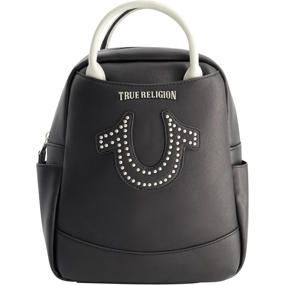 image:imageTrue Religion Mini Backpack  Studded Horseshoe Logo Small Travel Bag Purse for Women Adjustable Shoulder Straps CamelBlack
