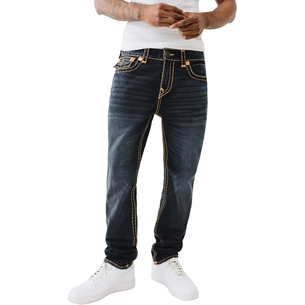 image:imageTrue Religion Ricky SPT StraightLeg Mens Jeans  Denim Jeans for Men Designer Jeans Slim StraightChanson Blue Blk Wash
