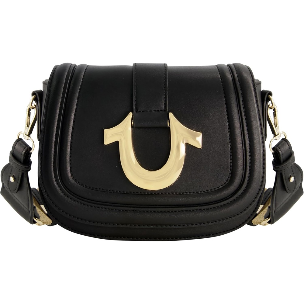 image:imageTrue Religion Saddle Bag Womens Crossbody Purse with Adjustable Shoulder StrapBlack