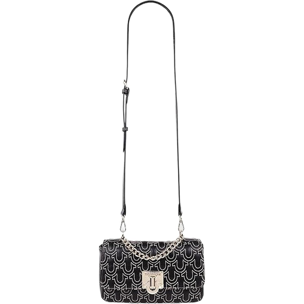 image:imageTrue Religion Shoulder Bag Black  Horseshoe Quilted Flap Purse with Chain Handle Removable Crossbody Strap and Gold Hardware
