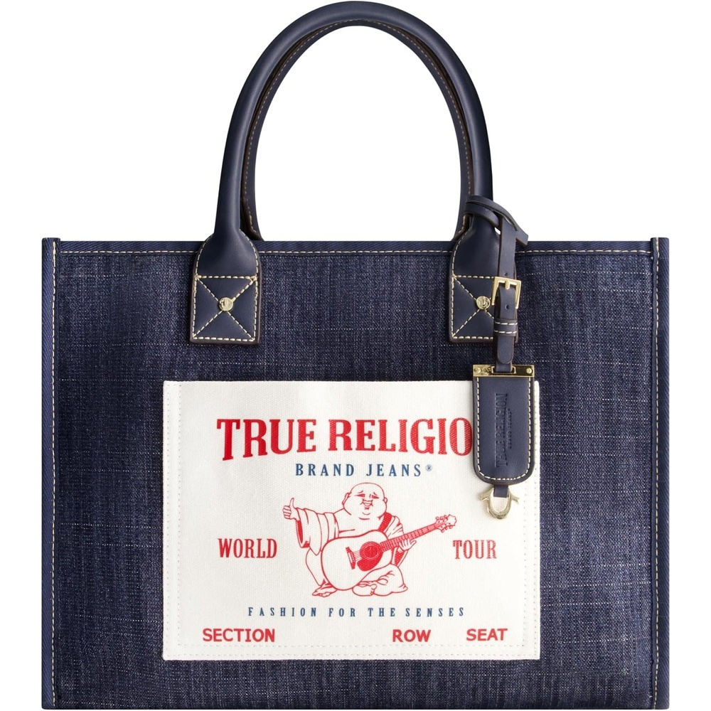 image:imageTrue Religion Tote Bag Dark Denim  Womens Travel Handbag with Buddha Pocket