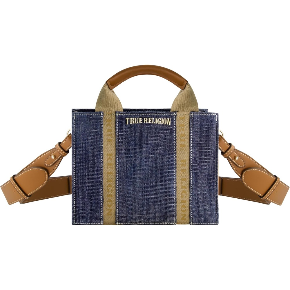 image:imageTrue Religion Tote Bag Womens Mini Handbag with Adjustable Shoulder StrapDark Denim