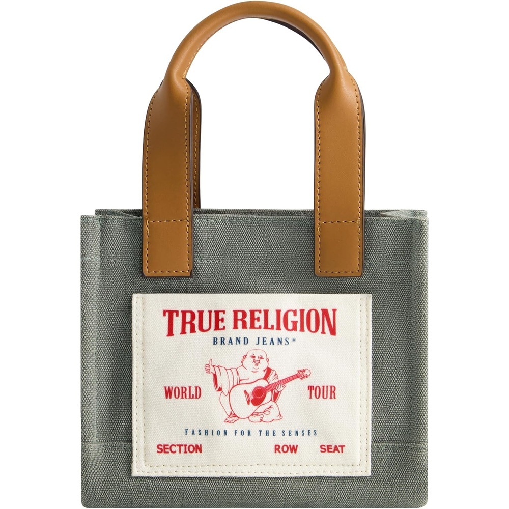 image:imageTrue Religion Tote Bag Womens Mini Travel Shoulder Bag with Adjustable StrapSage