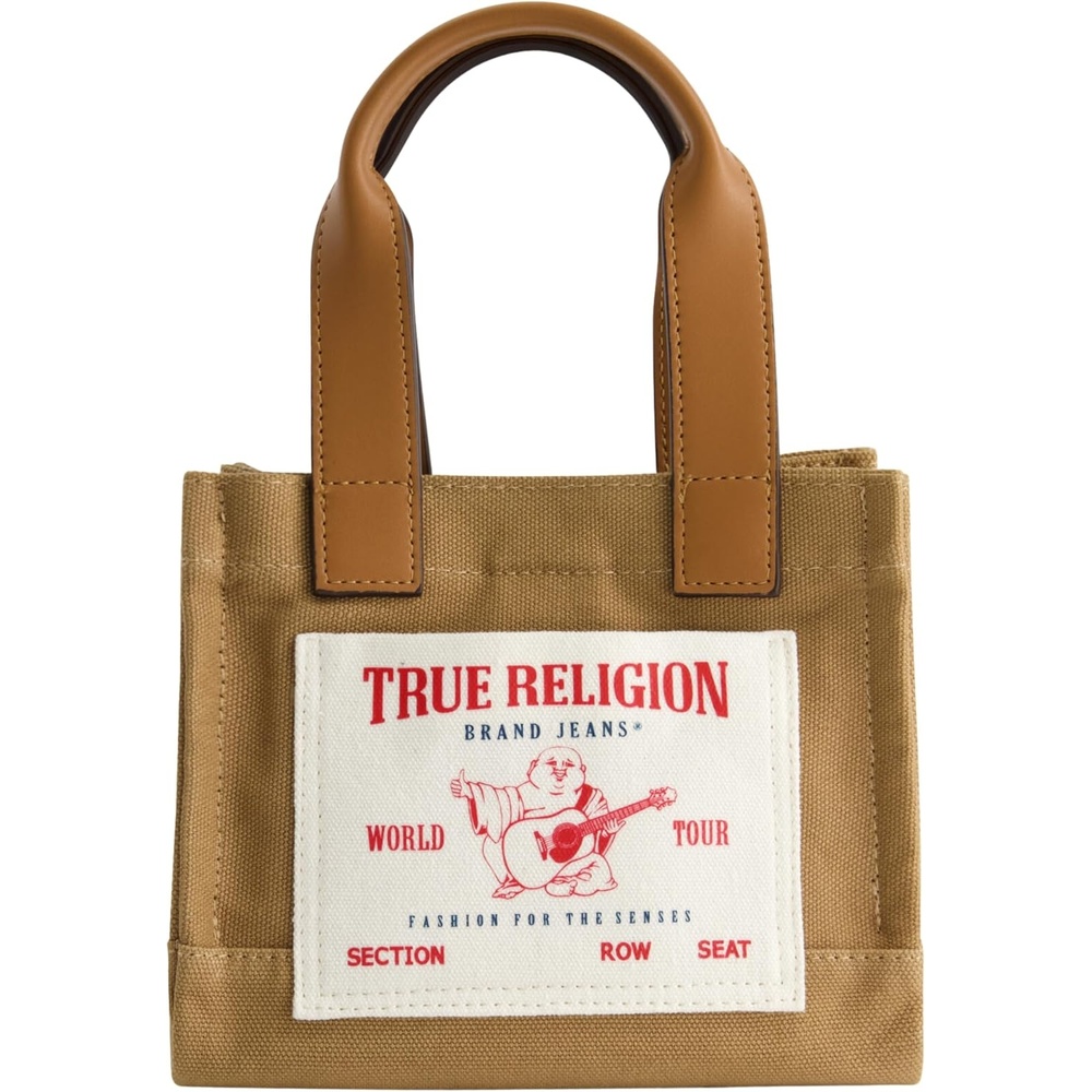 image:imageTrue Religion Tote Bag Womens Mini Travel Shoulder Bag with Adjustable StrapTan