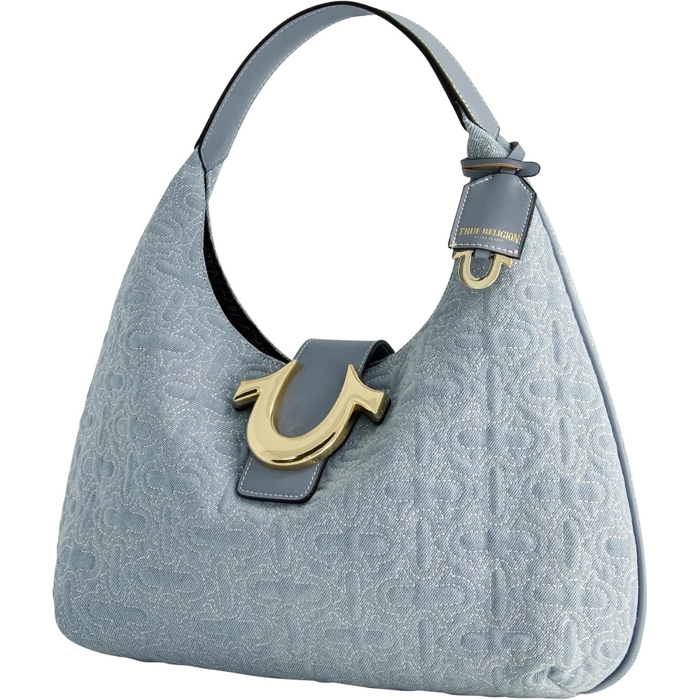 image:imageTrue Religion Tote Bag Womens Modern Edge Faux Suede Purse Handbag with Shoulder Strap Beige  Womens Modern Edge Faux Suede Purse Handbag with Shoulder Strap