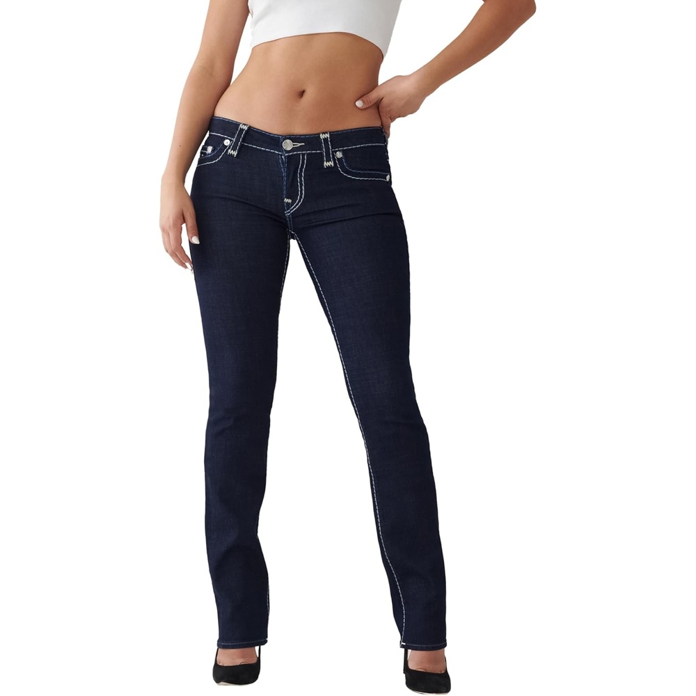 image:imageTrue Religion Womens Billie Low Rise Straight Sup T2s Body Rinse