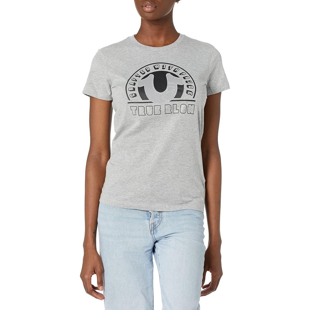 image:imageTrue Religion Womens Horseshoe Crew Neck TeeHeather Grey