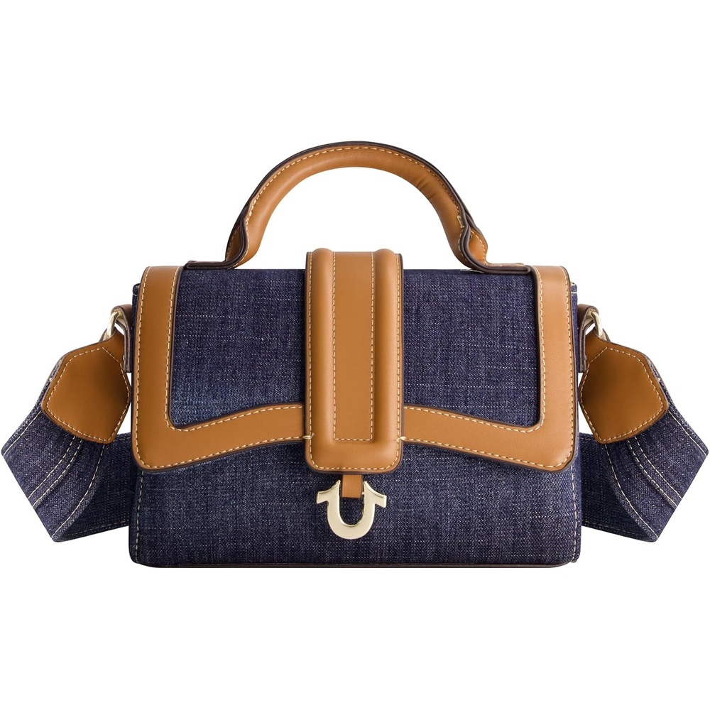 image:imageTrue Religion Womens Satchel Bag Mini Crossbody Purse Handbag with Adjustable Shoulder StrapDenim