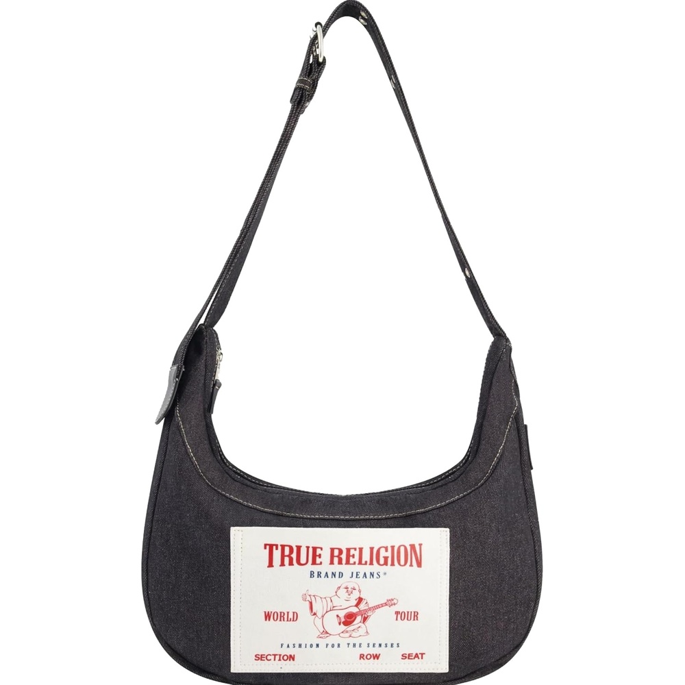 image:imageTrue Religion Womens Shoulder Bag Purse Buddha Pocket Hobo Handbag with Adjustable StrapBlack