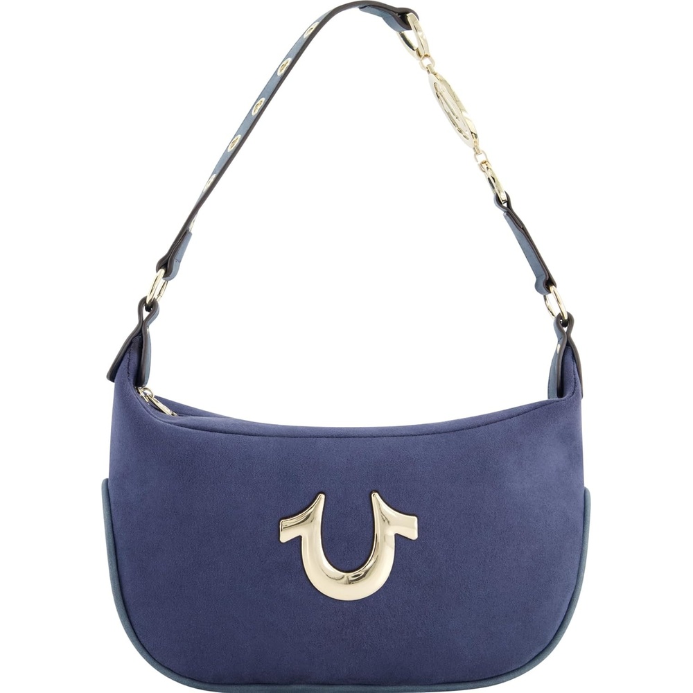 image:imageTrue Religion Womens Shoulder Bag Purse Hobo Handbag with Eyelet StrapBlue