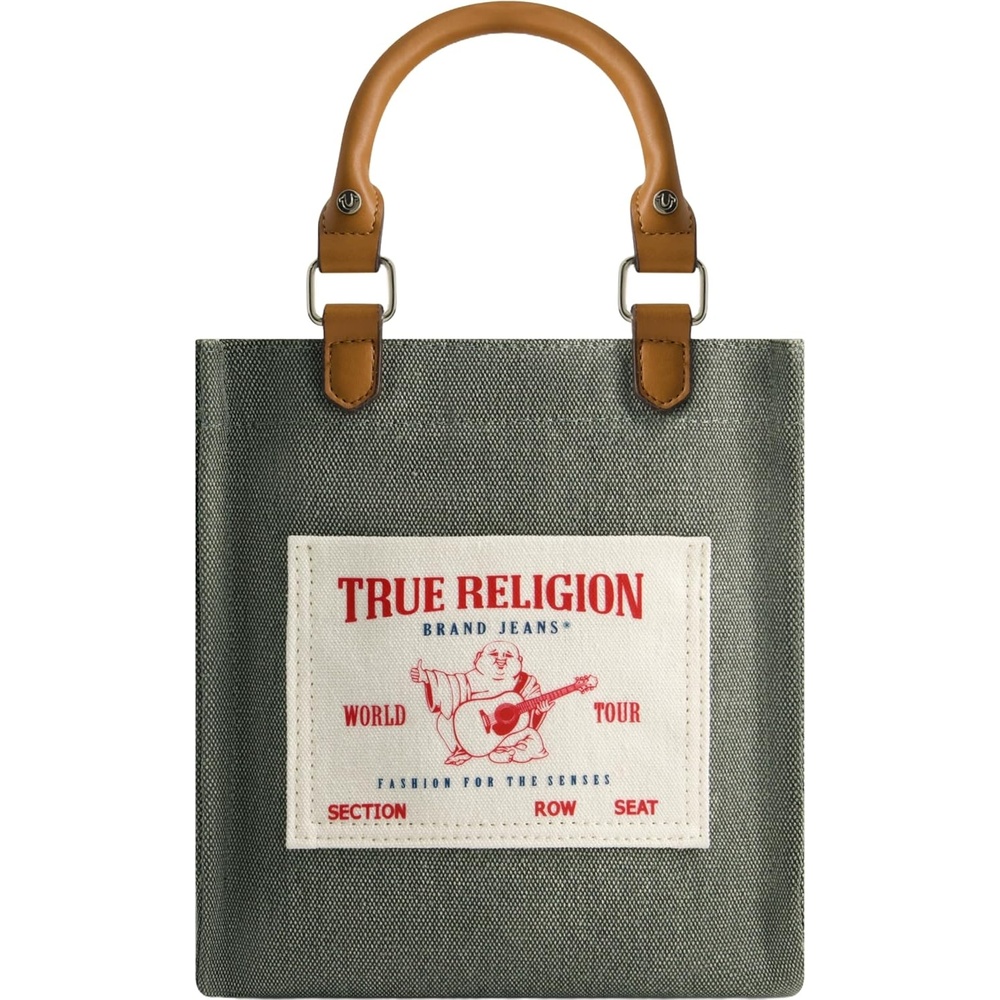 image:imageTrue Religion Womens Tote Bag Buddha Pocket Travel Shoulder Handbag with Adjustable Removable Crossbody StrapSage