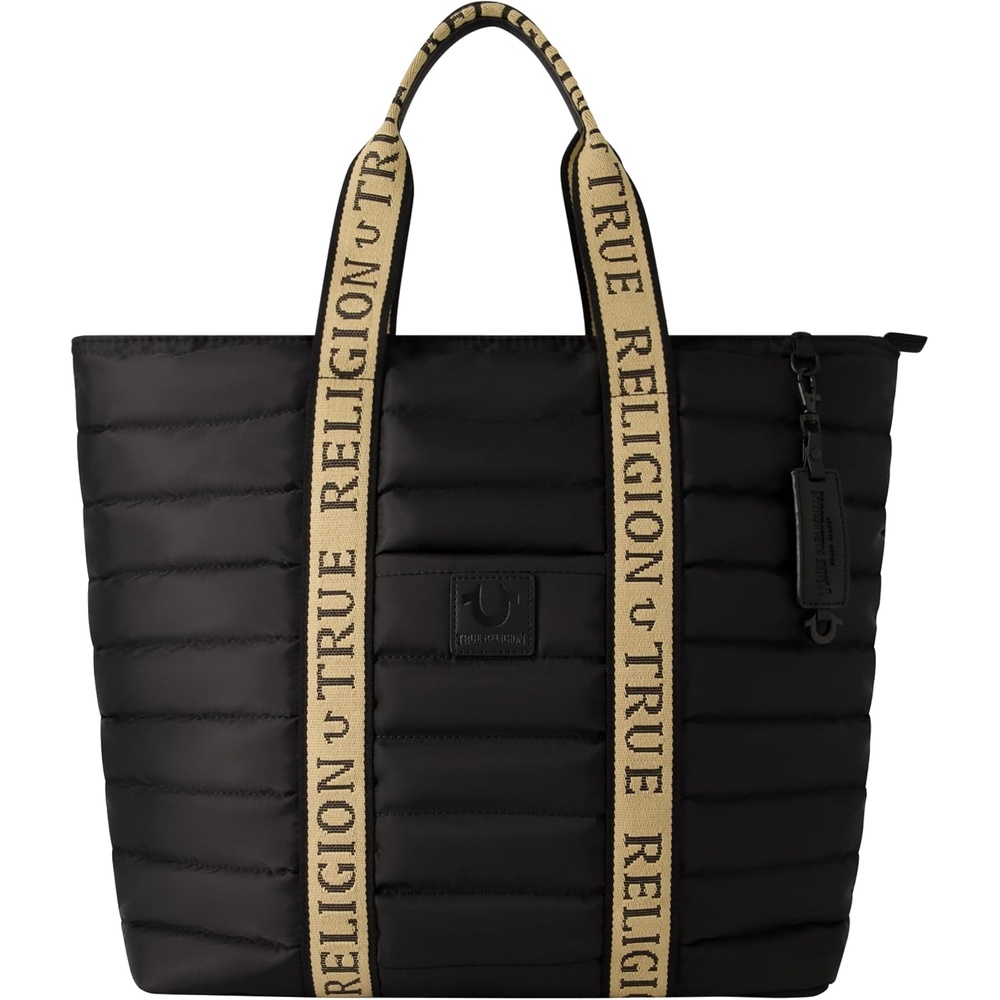 image:imageTrue Religion Womens Tote Bag Quilted Nylon Travel Purse HandbagBlack