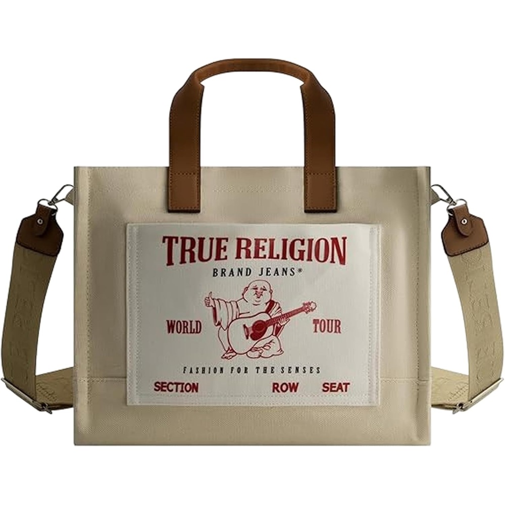 image:imageTrue Religion Womens True Religion Tote Bag Womens Medium Travel Handbag With Buddha Pocket and Adjustable Shoulder StrapNatural