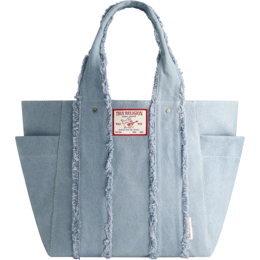 image:imageTrue Religion Womens True Religion Tote Bag Womens Travel Purse Handbag With Frayed HandleDenim