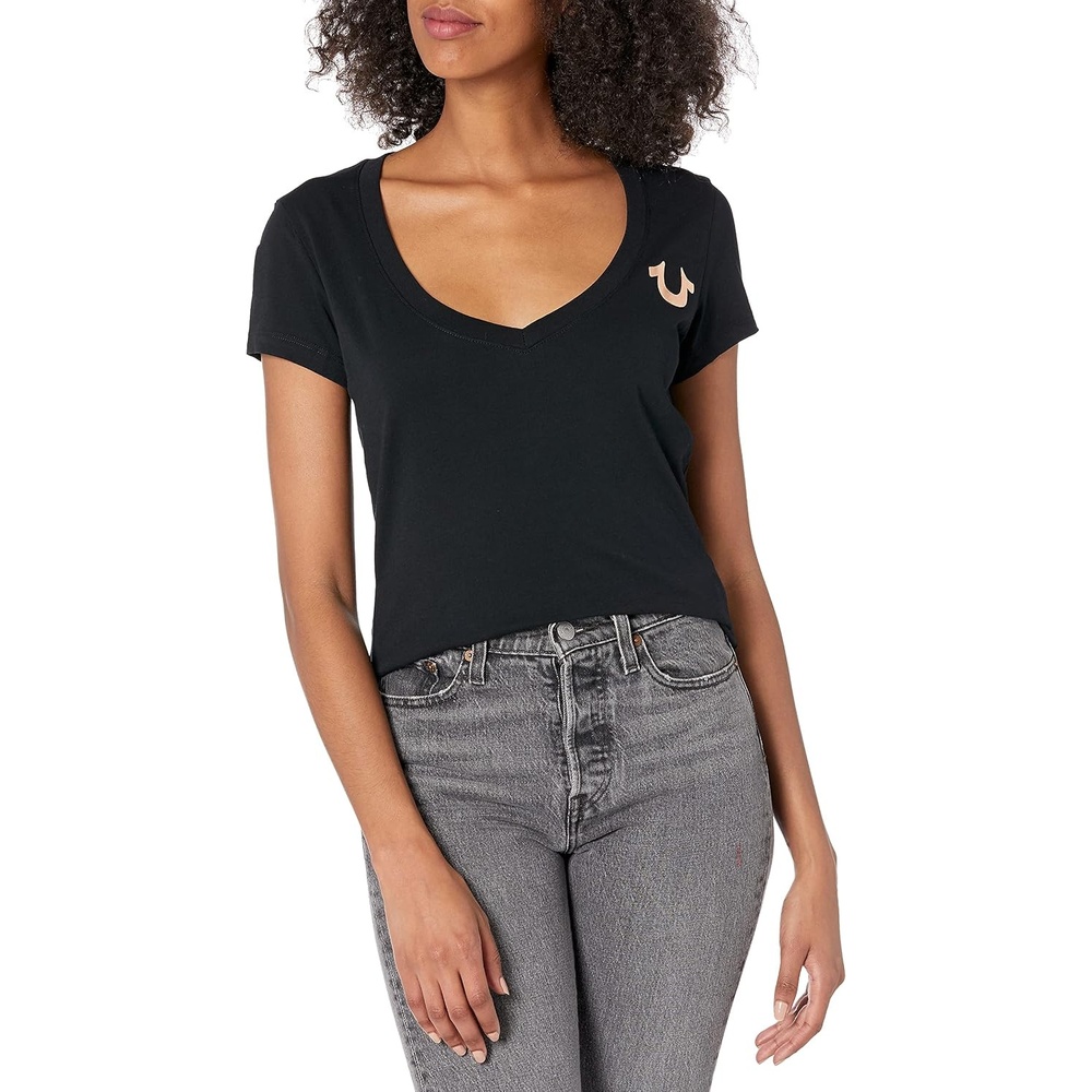image:imageTrue Religion Womens Victorious VNeck TeeBlack