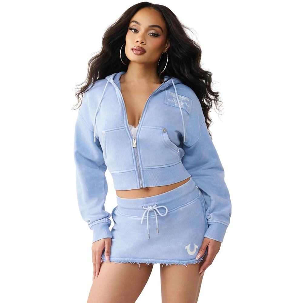 image:imageTrue Religion Womens Vintage Wash RLX Zip Up HoodieEndless Sky