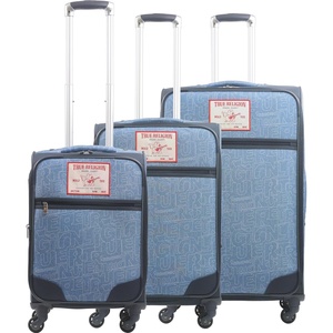 True Religion 23″ Rolling Luggage, Softshell Suitcase with Spinner Wheels, Denim(3 Piece Set)