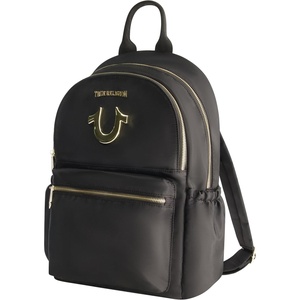 True Religion Backpack, Zip pocket, Horseshoe Logo Travel Bag, Black | Officially licensed graphic made from durable materials.(Black)