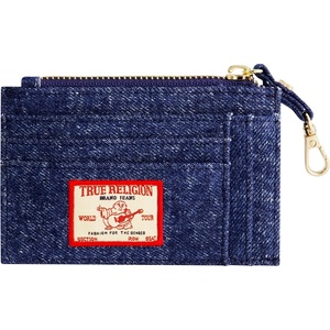True Religion Credit Card Holder Case, Zip Wallet with Keychain for Men and Women, Denim | Zip Wallet with Keychain for Men and Women