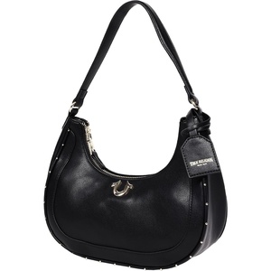 True Religion Crescent Hobo Purse, Studded Chain Shoulder Bag with Dual Carry Straps Gold Detail, Black | Studded Chain Shoulder Bag with Dual Carry Straps Gold Detail