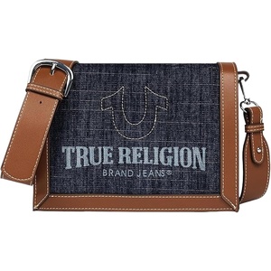 True Religion Crossbody Bag, Multi-Compartment Shoulder Purse with Adjustable Strap(Dark Denim)