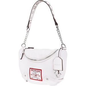 True Religion Hobo Bag, Women’s Shoulder Handbag with Grommet Chain Strap, White | Women’s Shoulder Handbag with Grommet Chain Strap