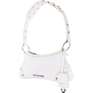 True Religion Horseshoe Shoulder Bag, Zip-Top Mini Handbag with Gold Hardware and Signature Lining, White | Zip-Top Mini Handbag with Gold Hardware and Signature Lining