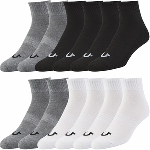 True Religion Mens Ankle Socks for Men, 6 & 12 Pairs Soft Athletic Socks(12 Pairs: Assorted)