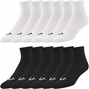 True Religion Mens Ankle Socks for Men, 6 & 12 Pairs Soft Athletic Socks(12 Pairs: Black/White)