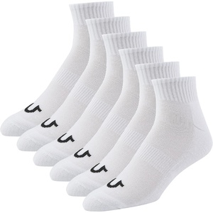 True Religion Mens Ankle Socks for Men, 6 & 12 Pairs Soft Athletic Socks(6 Pairs: White)