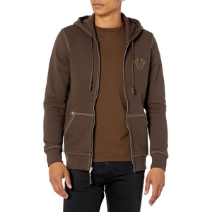 True Religion Men’s Big T Zip Up Hoodie Graphic Sweatshirt – Full Zip Hoodies for Men(Bracken)